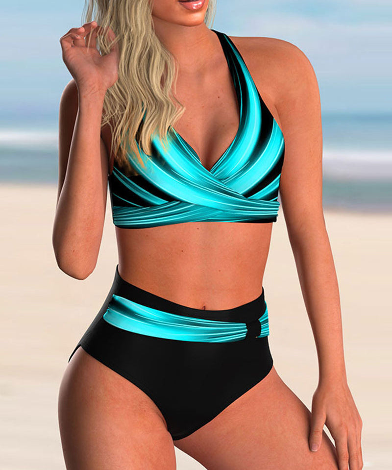 Liliana - Bikini Szett Kereszt Nyakkivágással és Mintával