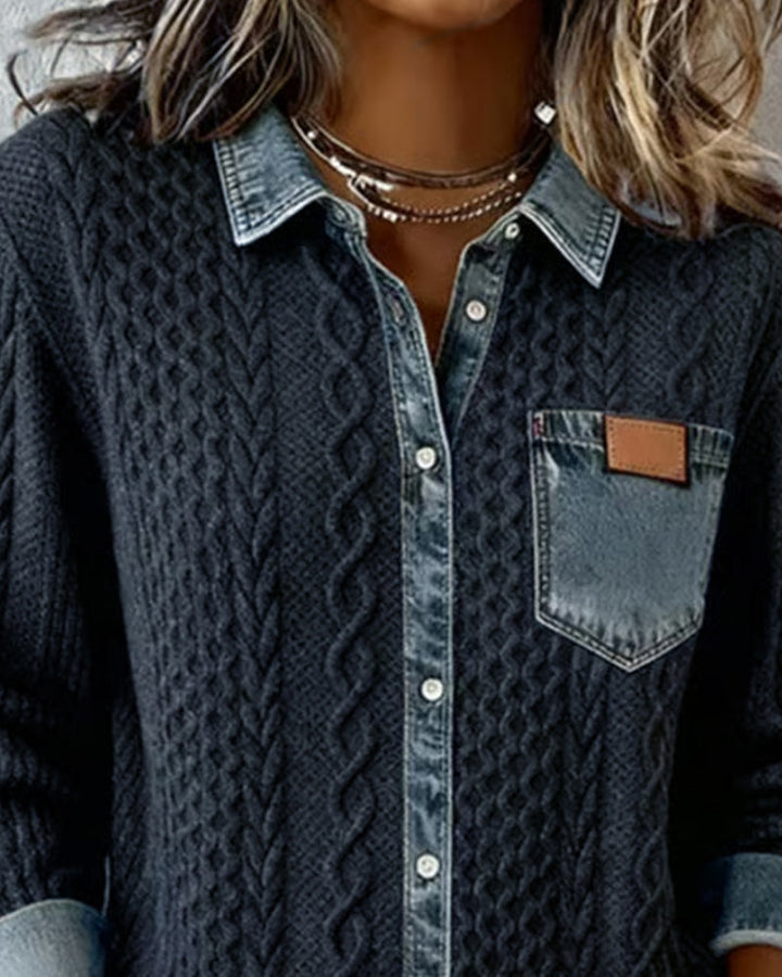 Hosszú ujjú ing denim részletekkel