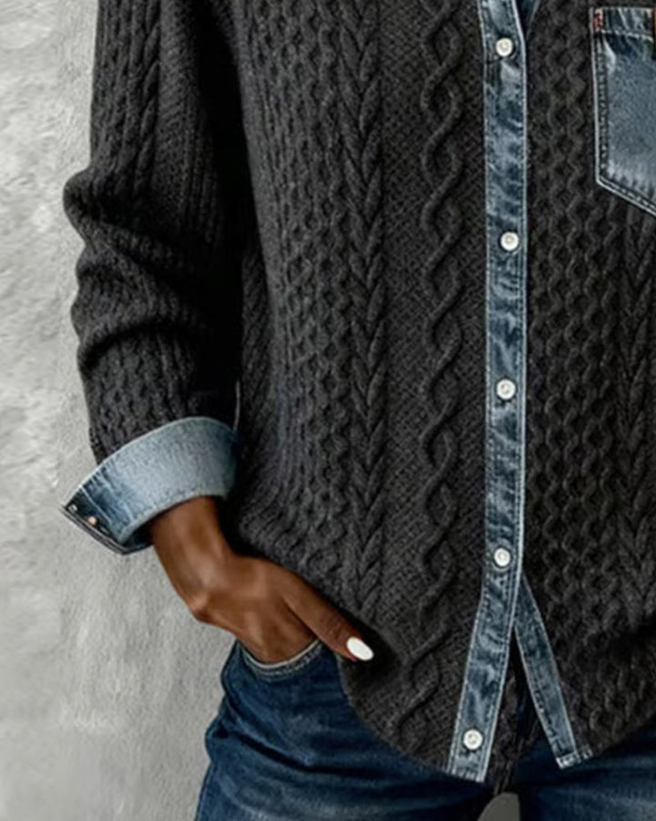 Hosszú ujjú ing denim részletekkel