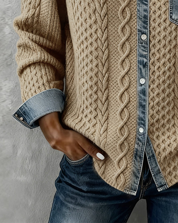 Hosszú ujjú ing denim részletekkel