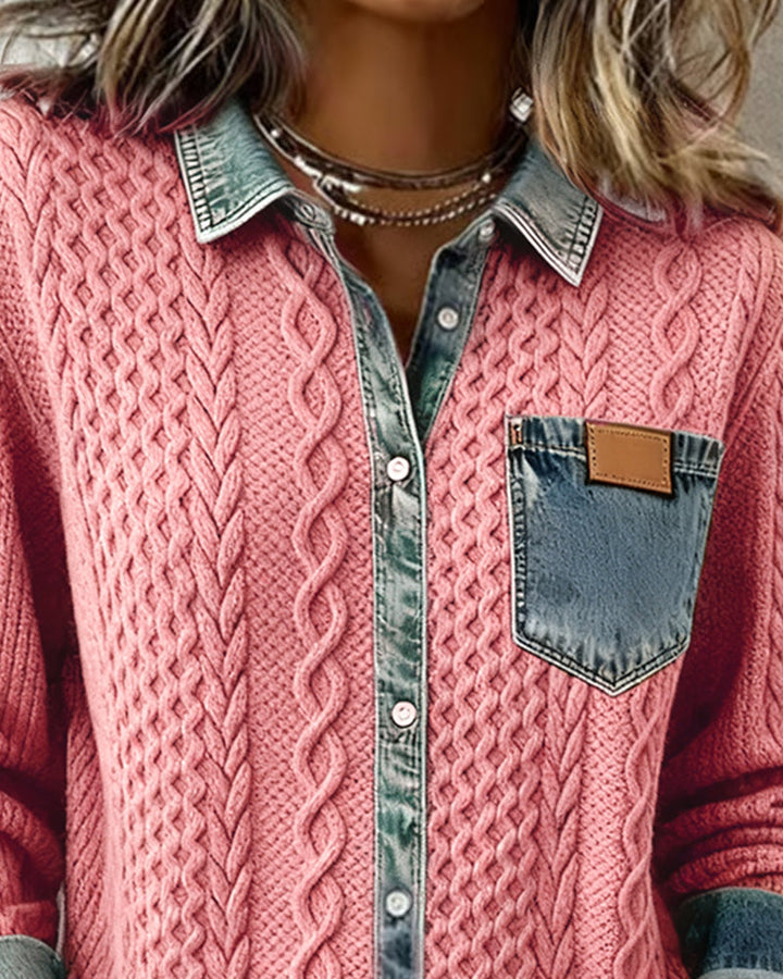 Hosszú ujjú ing denim részletekkel