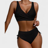 Veronika - Magas Derékú Bikini Keresztpántos Top-pal