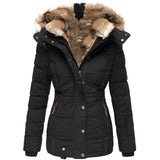 Sára – Elegáns, slim-fit bunda szőrme gallérral