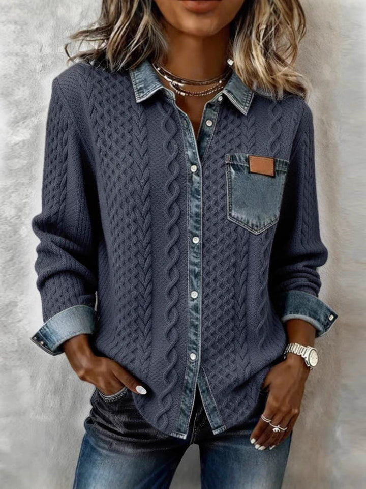Hosszú ujjú ing denim részletekkel