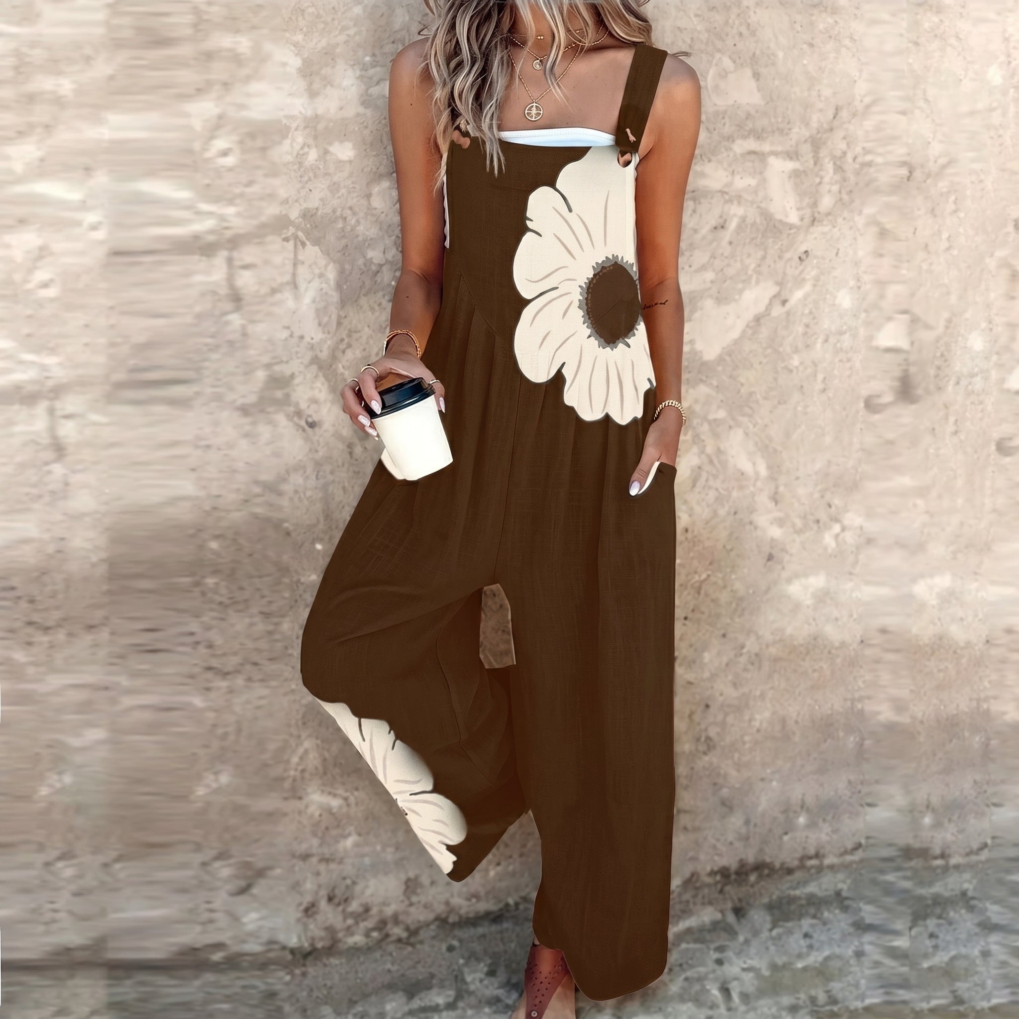 Júlia - Kényelmes Mintás Kantáros Nadrág