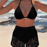 Isala | Elegáns Szilárd Csipkés Bikini Szett