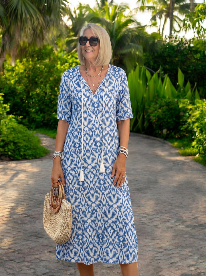 MARIETTA | Boho midi, megkötős dekoltázzsal