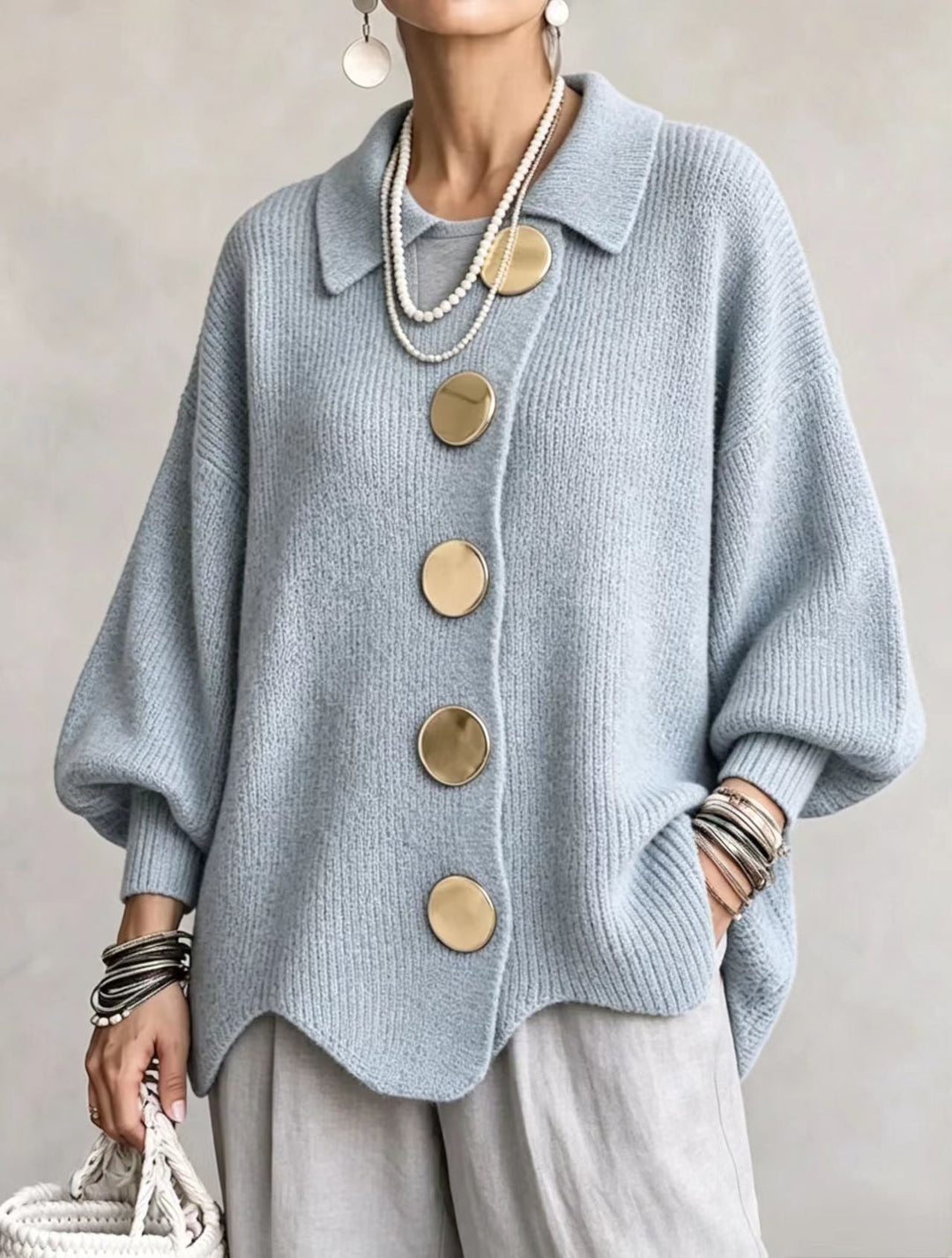 Isadora | Oversize Kardigán Fém Gombokkal