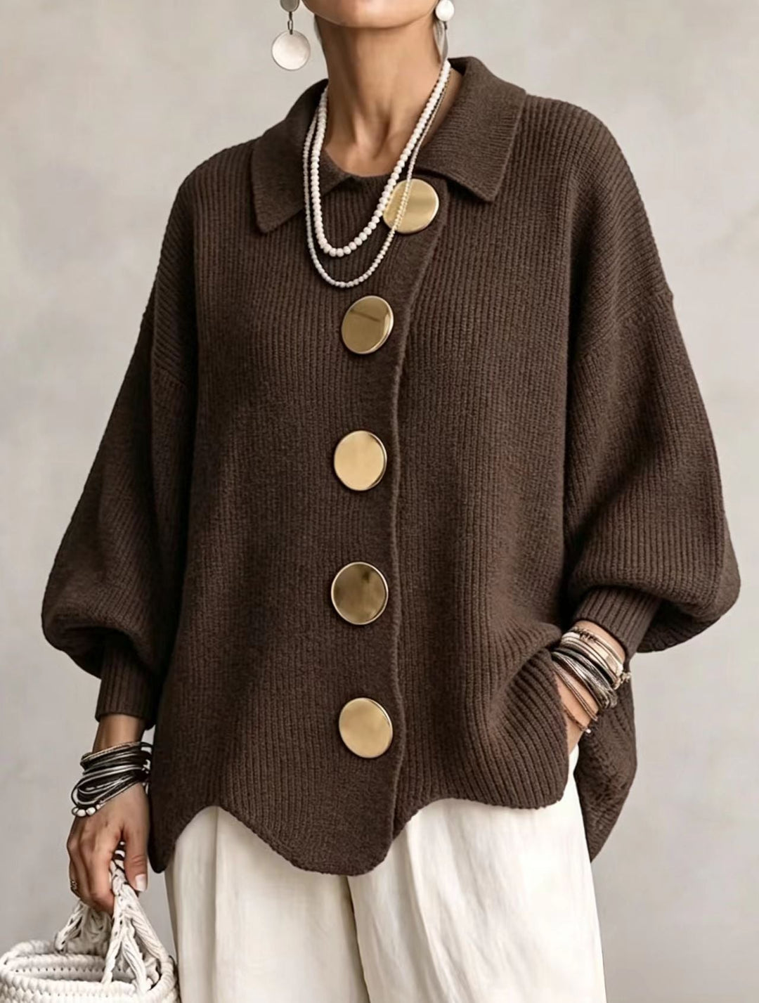 Isadora | Oversize Kardigán Fém Gombokkal