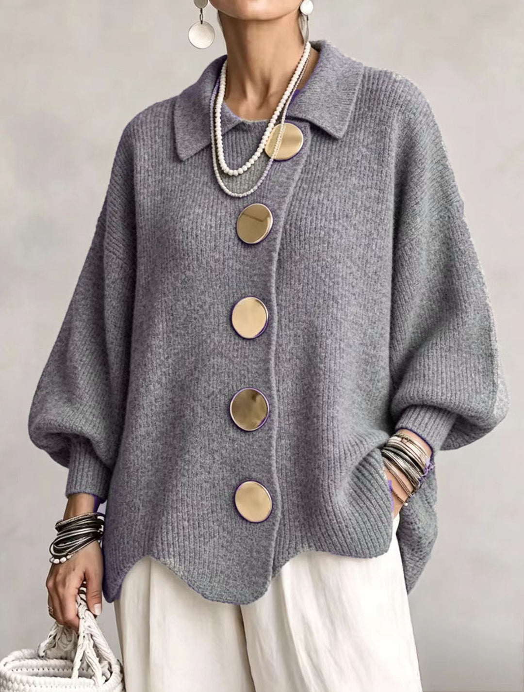 Isadora | Oversize Kardigán Fém Gombokkal