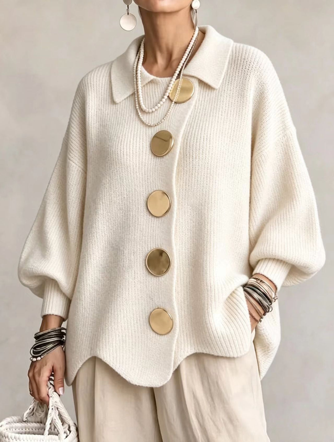 Isadora | Oversize Kardigán Fém Gombokkal