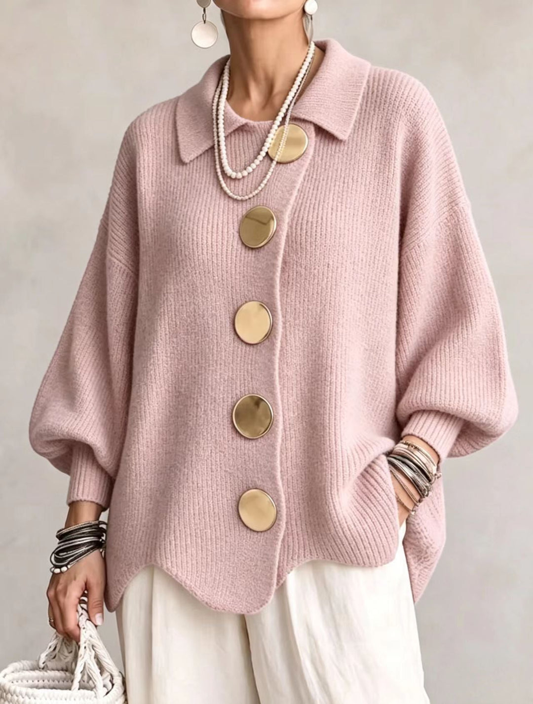 Isadora | Oversize Kardigán Fém Gombokkal
