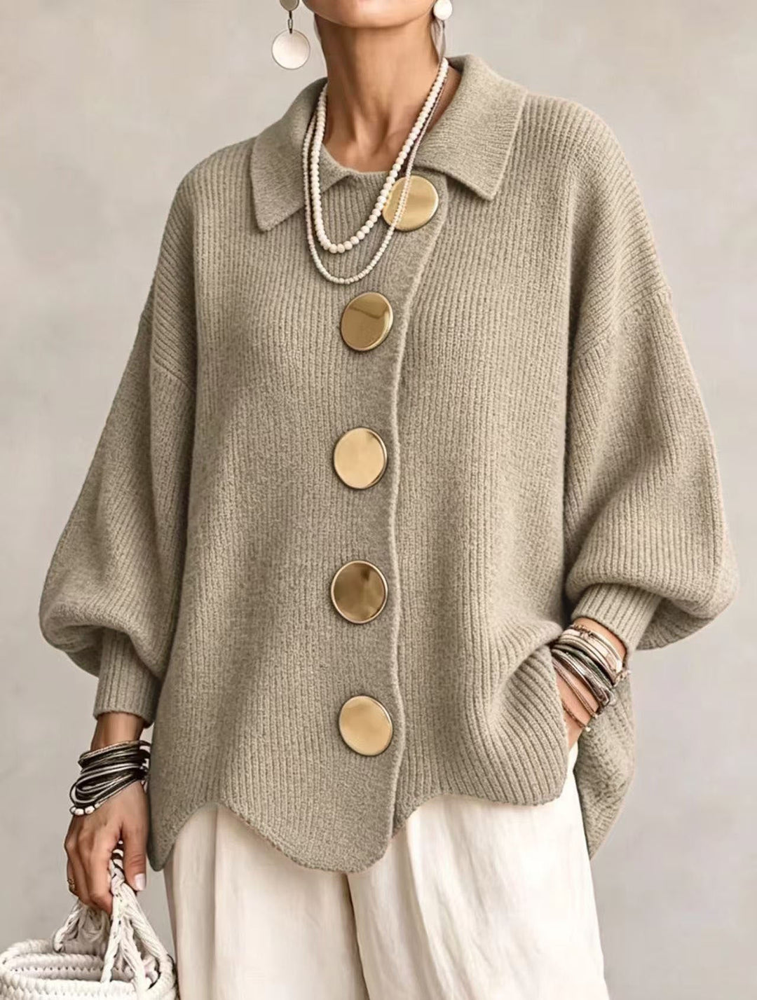 Isadora | Oversize Kardigán Fém Gombokkal