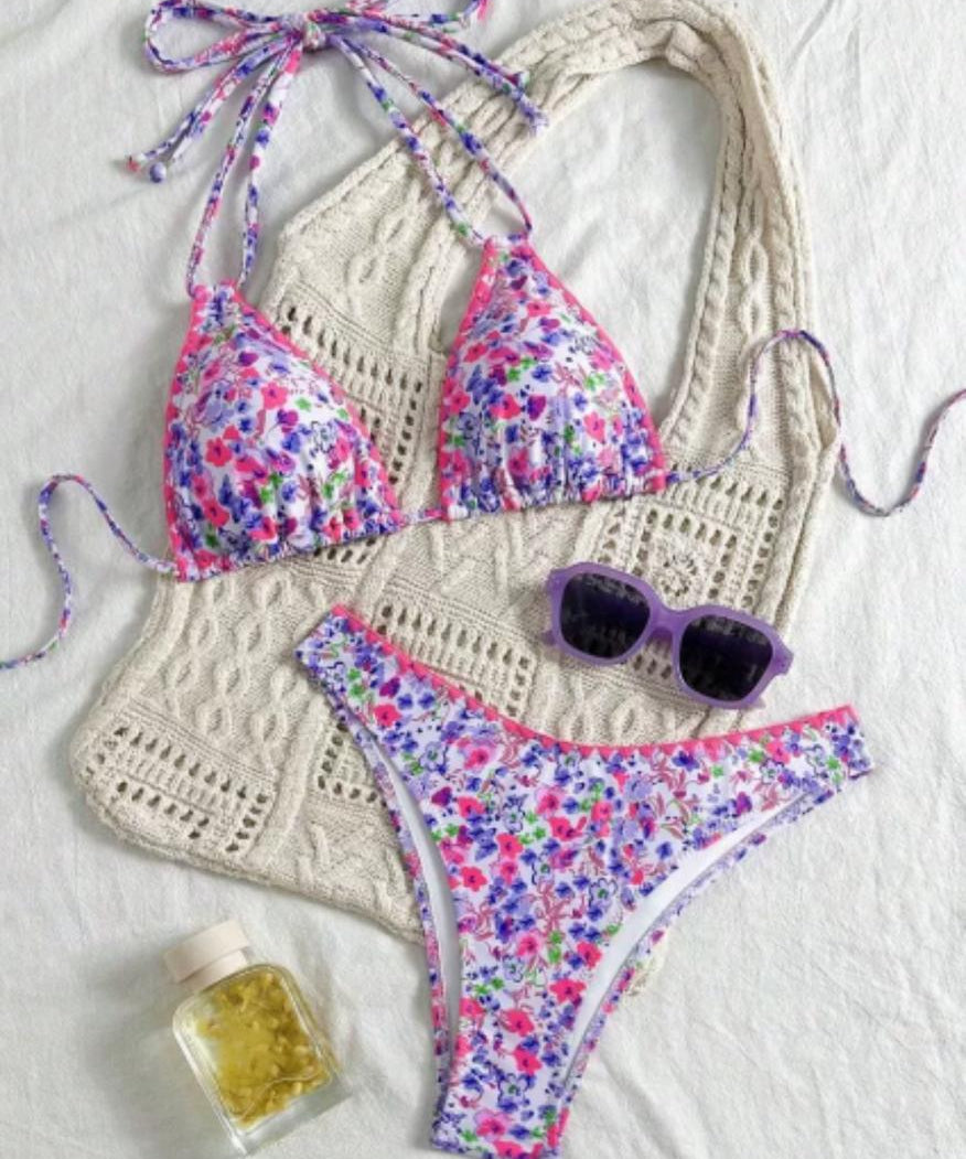 Bianka - Csipkés, vibráló bikini nyakba köthető masnival