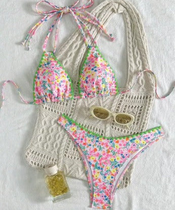 Bianka - Csipkés, vibráló bikini nyakba köthető masnival