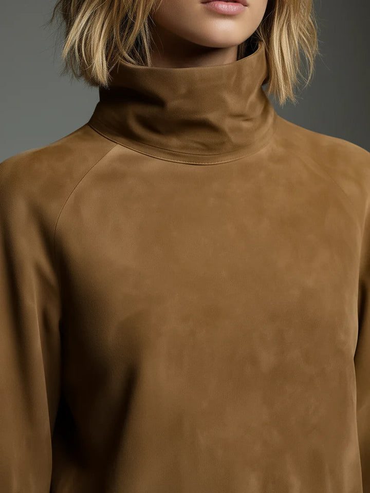 Bibiane | Mini Ruha Oversized Suède Anyagból Magas Nyakkal