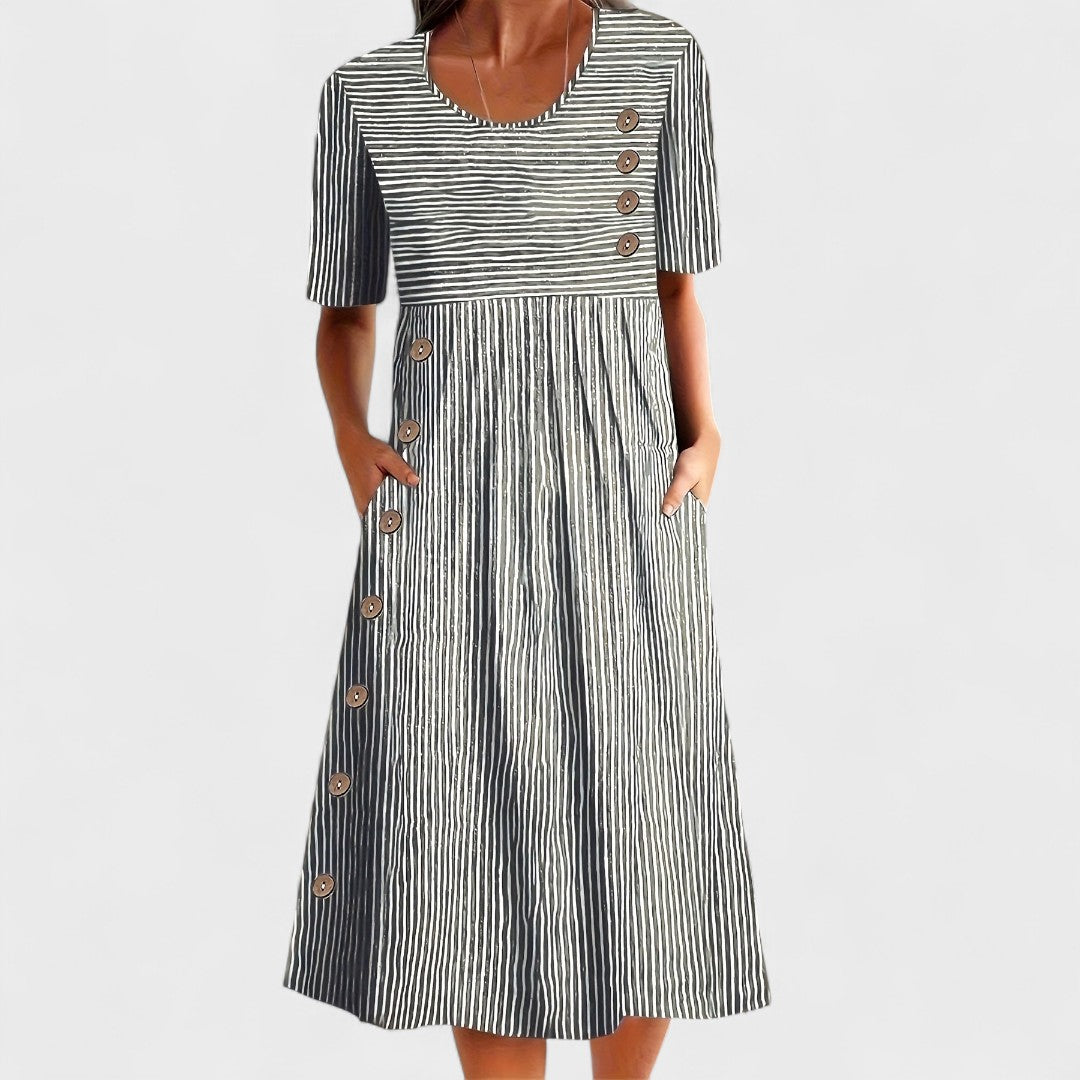 Janka - Elegáns csíkos nyári ruha