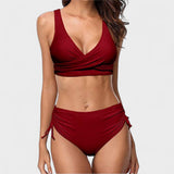 Veronika - Magas Derékú Bikini Keresztpántos Top-pal