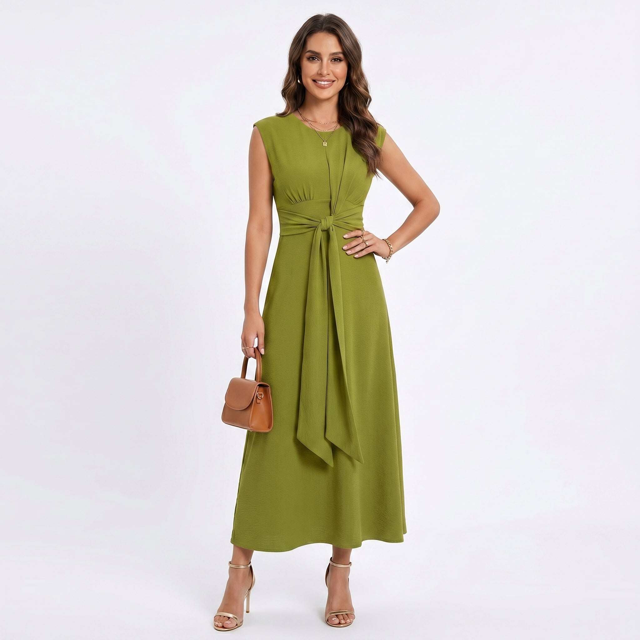 Léna - Elegáns ujjatlan maxi ruha kerek nyakkal