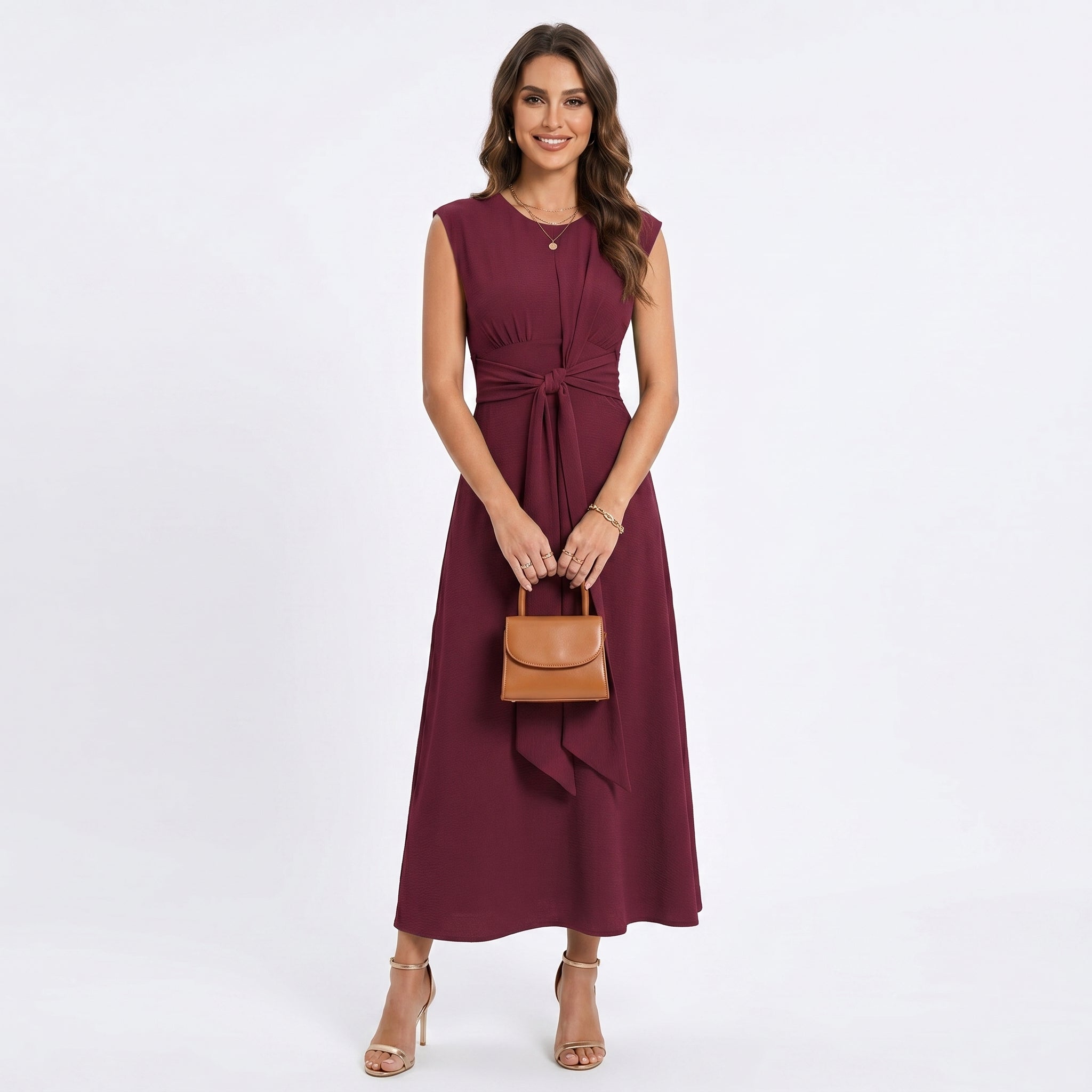 Léna - Elegáns ujjatlan maxi ruha kerek nyakkal